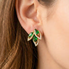 Luxury Emerald Leaf Drop Earrings