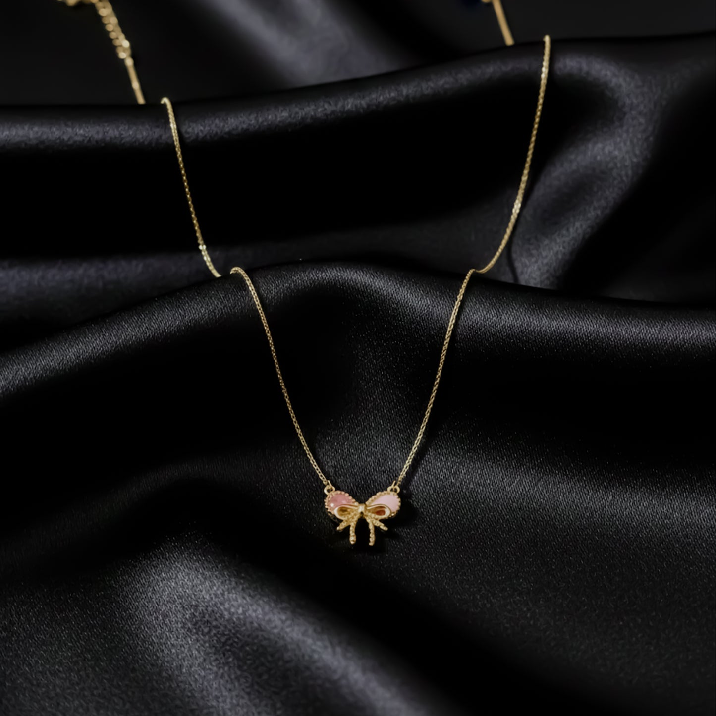 Celestine Luxe Ribbon Pearl Necklace