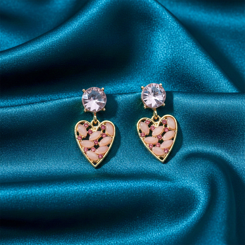 Rosé Crystal Heart Earrings