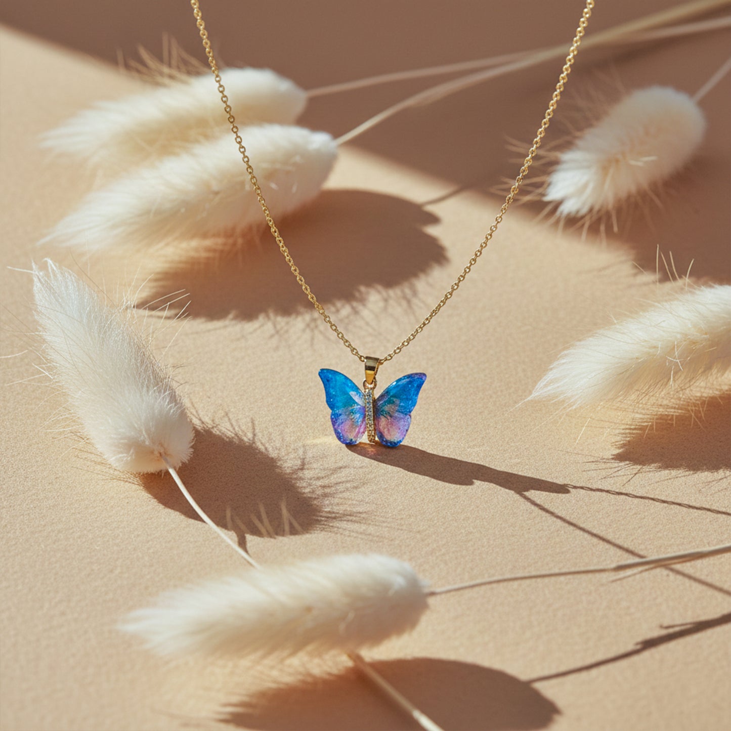 Iridesa Butterfly Gold Pendant Necklace