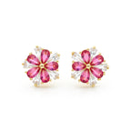 Crimson Flower Studs Earrings