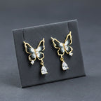 Elegant Noir Butterfly Earrings