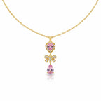 Delicate Heart & Bow Gold Necklace