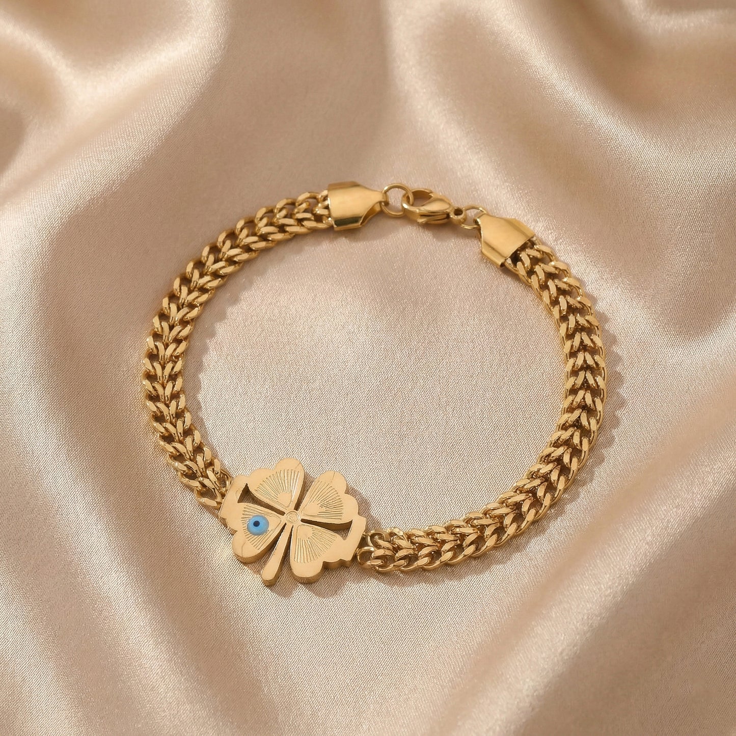 Elite Gold Nazar Clover Bracelet