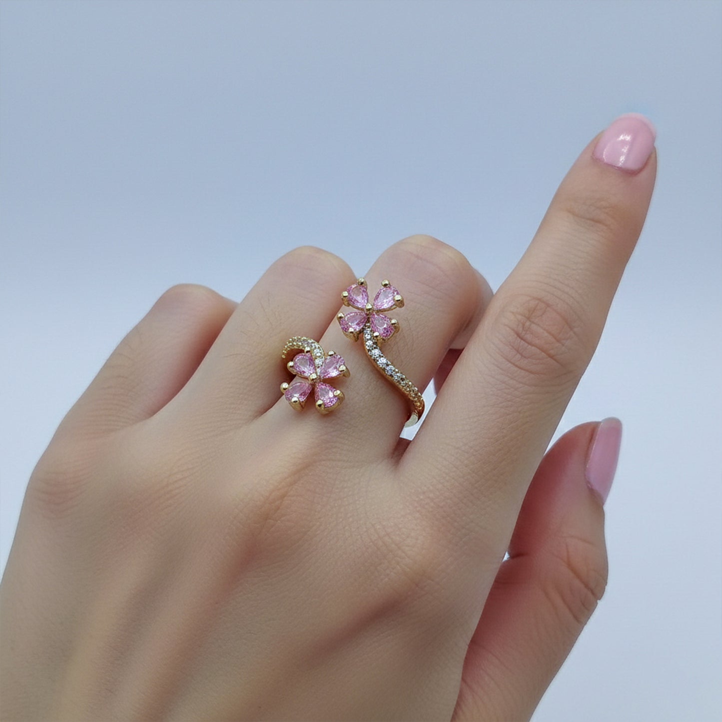 Rose Bloom Pink Adjustable Luxury Ring