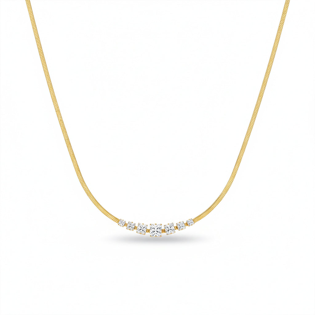 Celeste Diamond Curve Gold Necklace