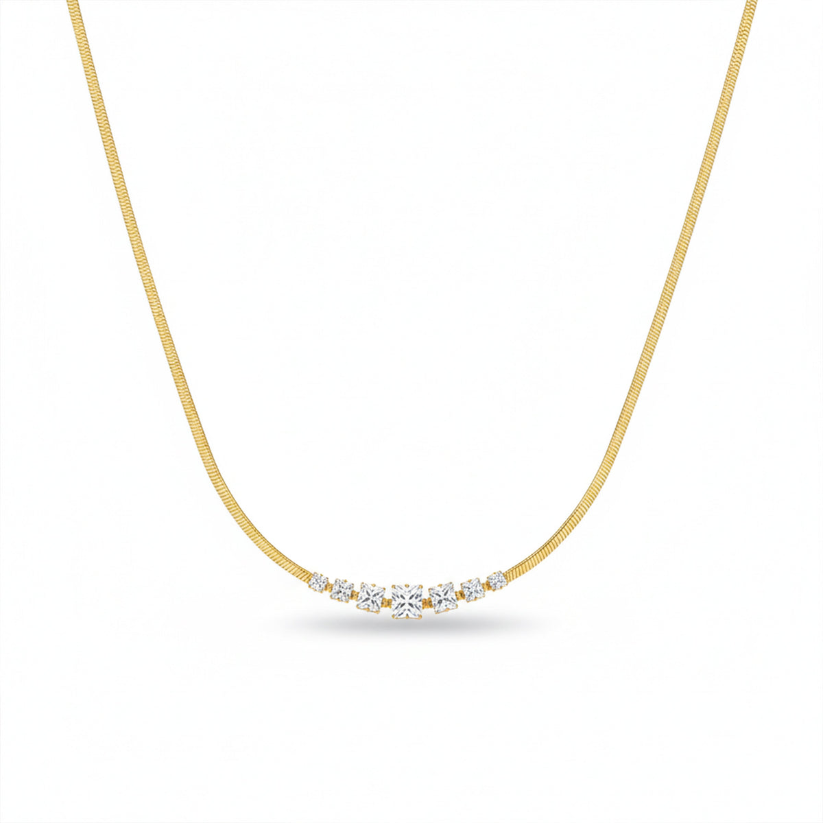 Celeste Diamond Curve Gold Necklace