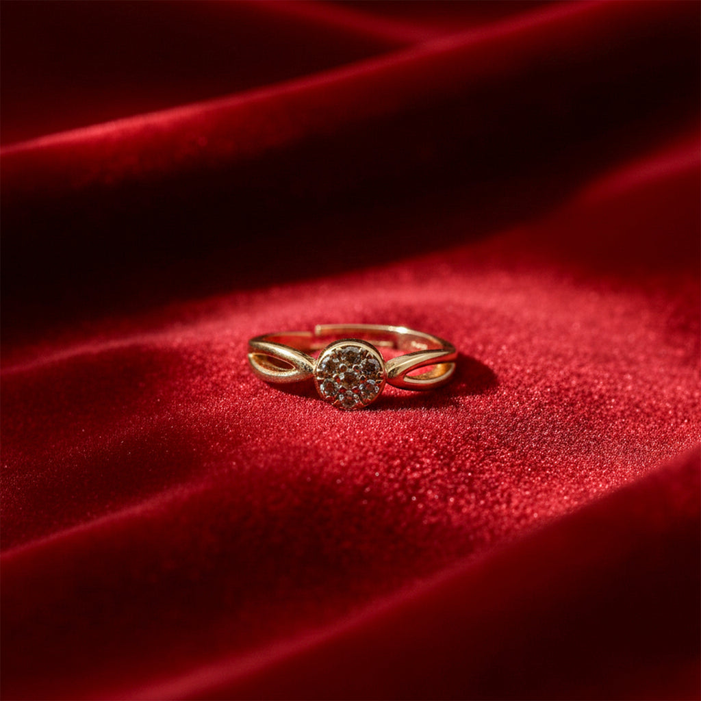 Royal Halo Crystal Gold Ring