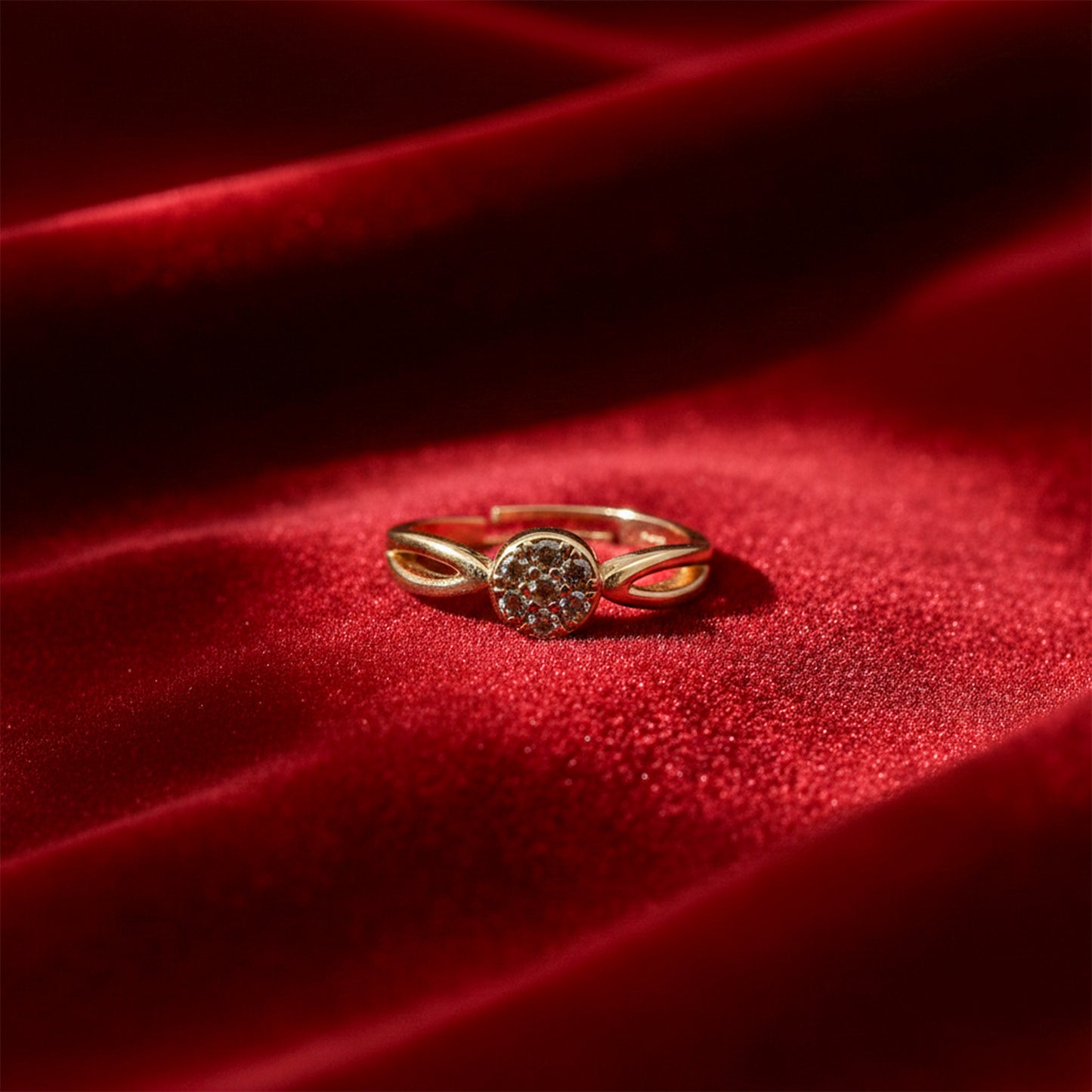 Royal Halo Crystal Gold Ring