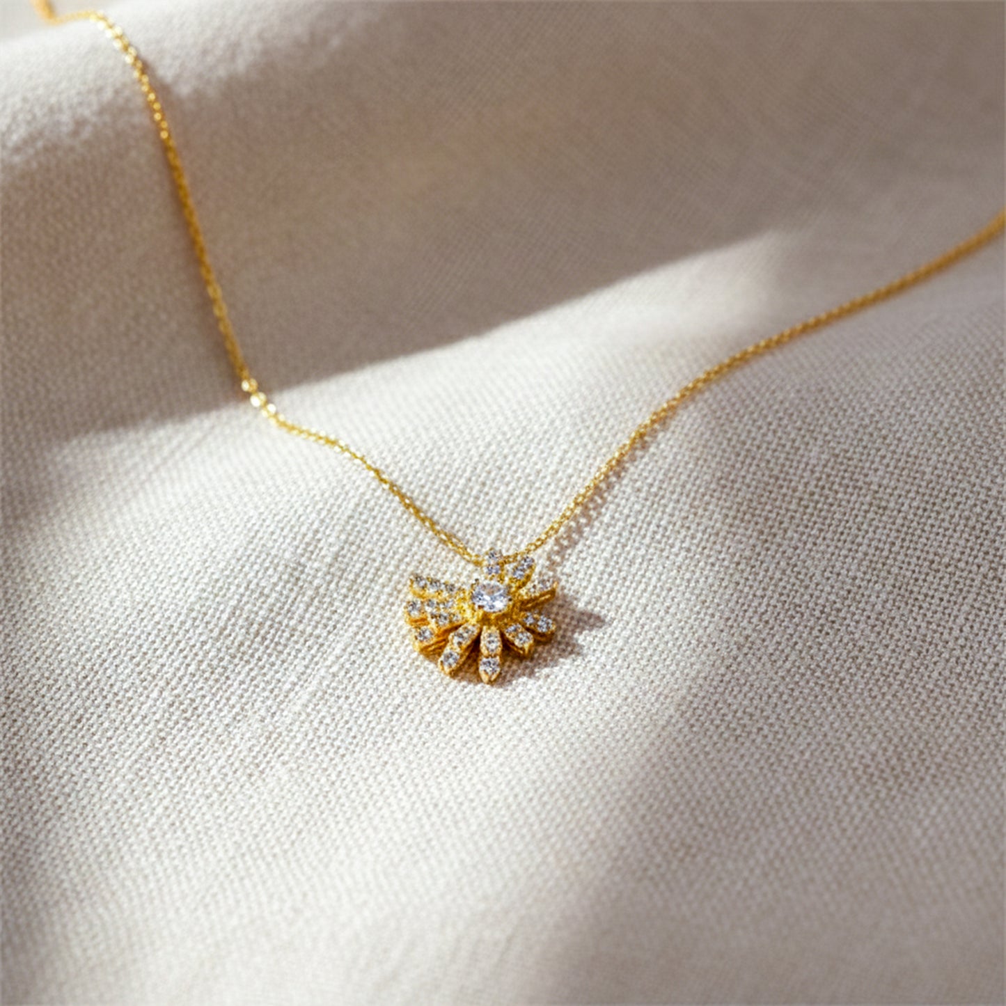 Aurielle Sunburst Diamond Pendant Necklace