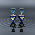 Butterfly Charm Blue Drop Earrings