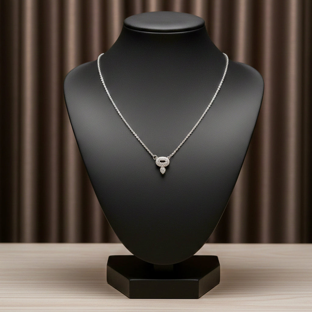 Luxury Halo Diamond Silver Necklace