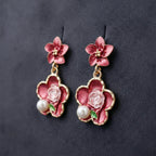 Rose Charm Pearl Drops Earrings