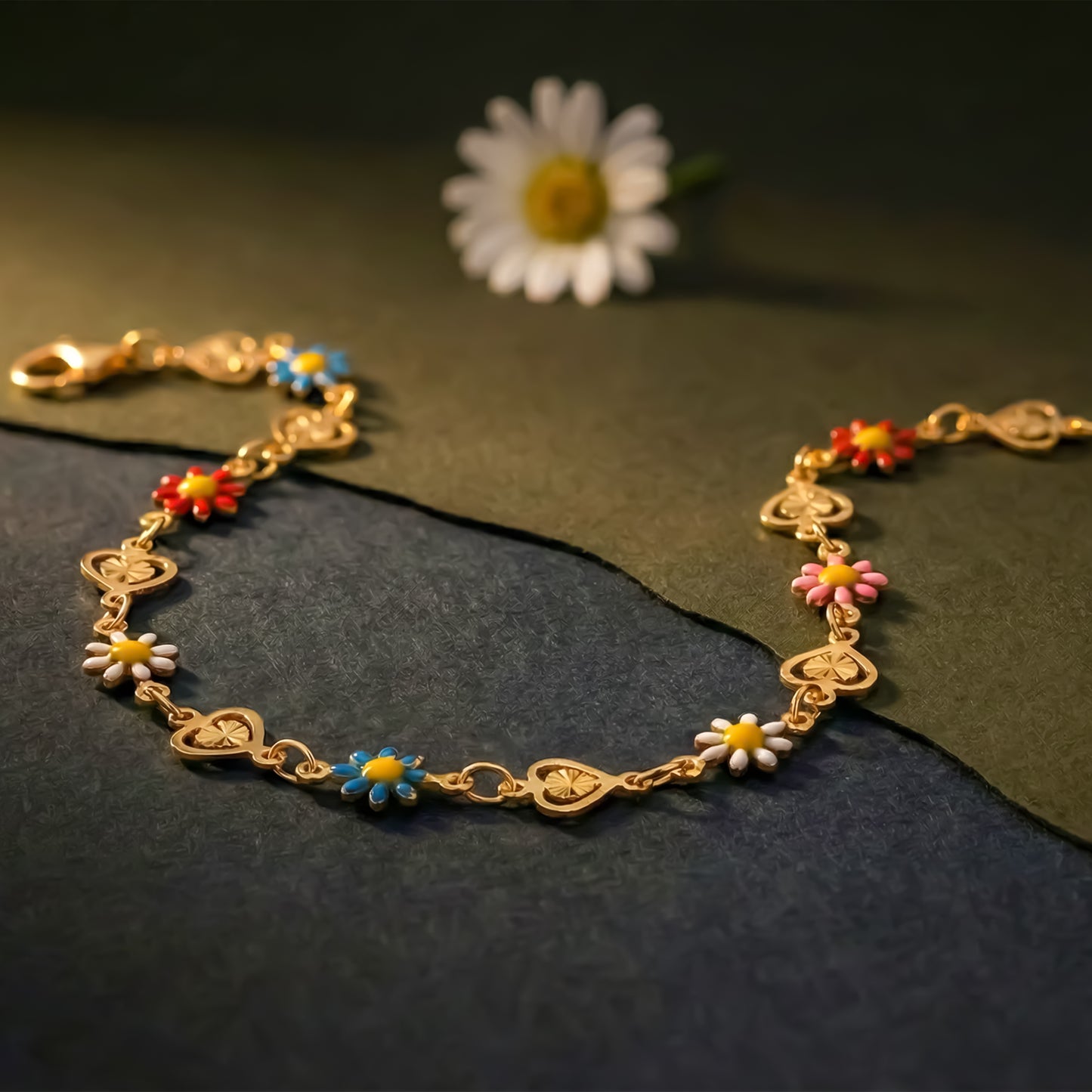 Floral Love Gold Charm Bracelet