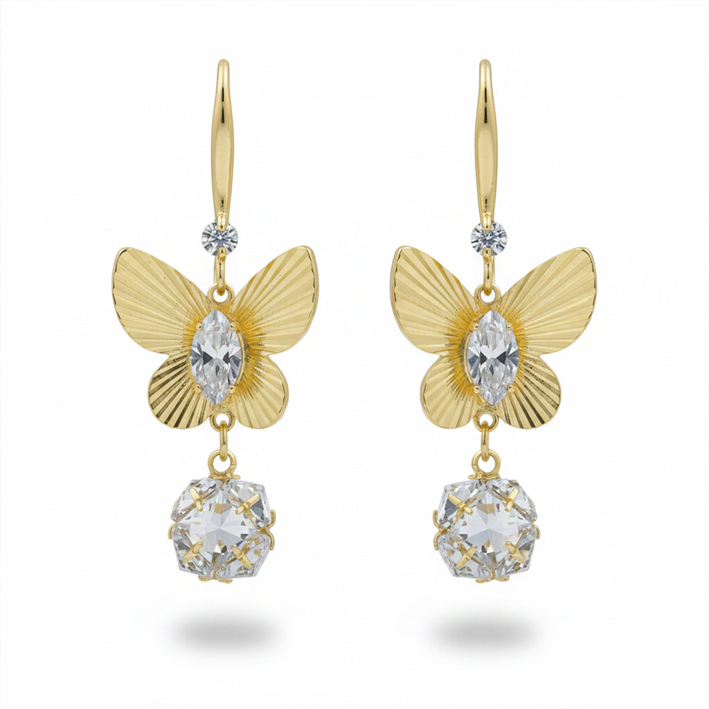Golden Butterfly Drop Earrings