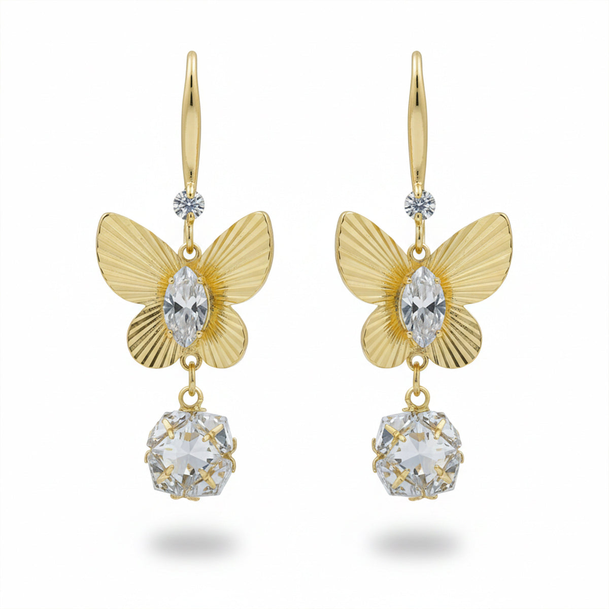 Golden Butterfly Drop Earrings
