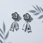 Camellia Flower Pearl Dangle Earrings