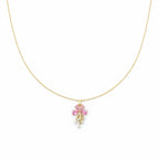 Dainty Pink Flower Gold Necklace