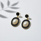 Royal Noir Pearl Halo Drop Earrings