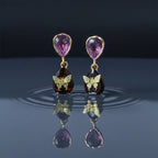 Butterfly Gemstone Drop Earrings
