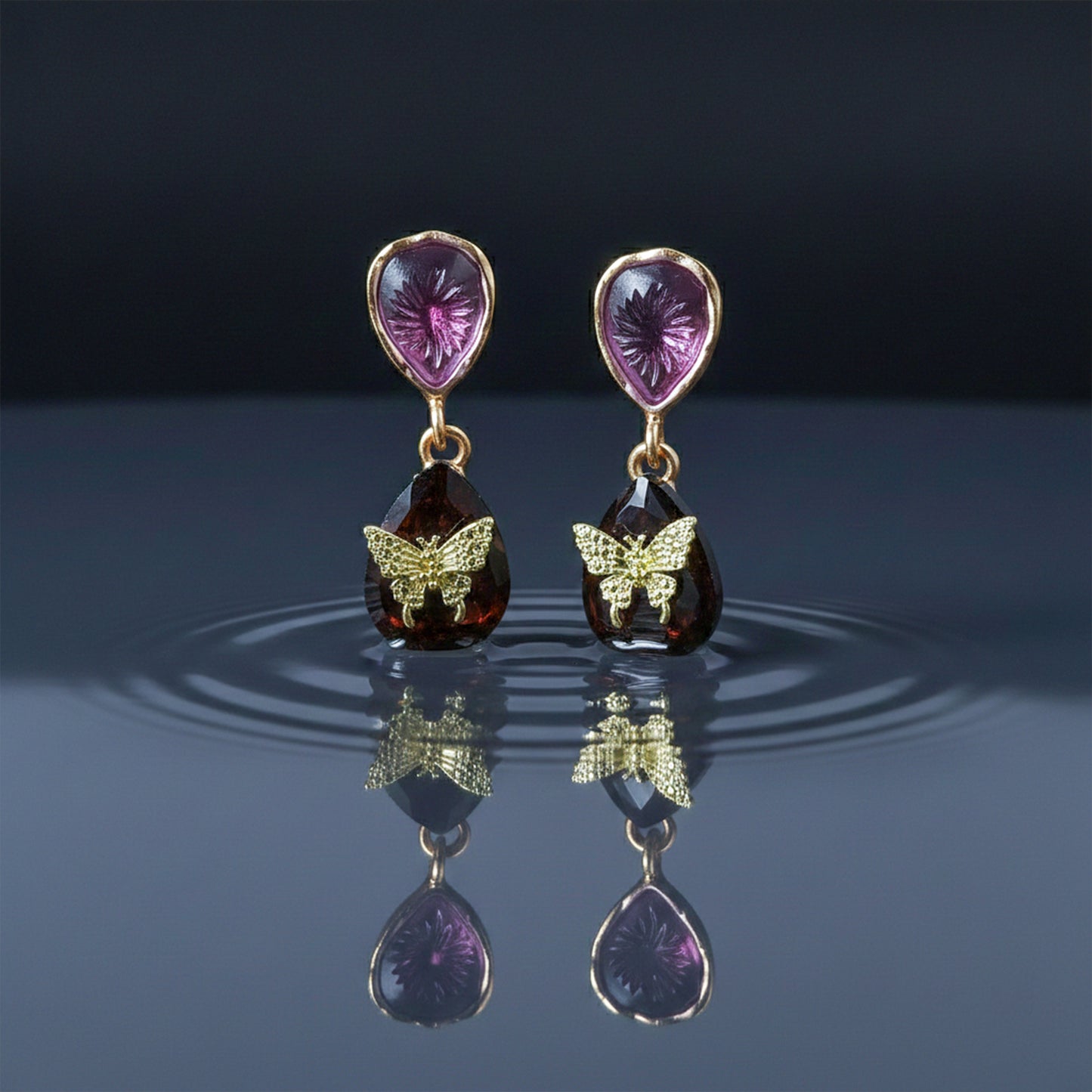 Butterfly Gemstone Drop Earrings