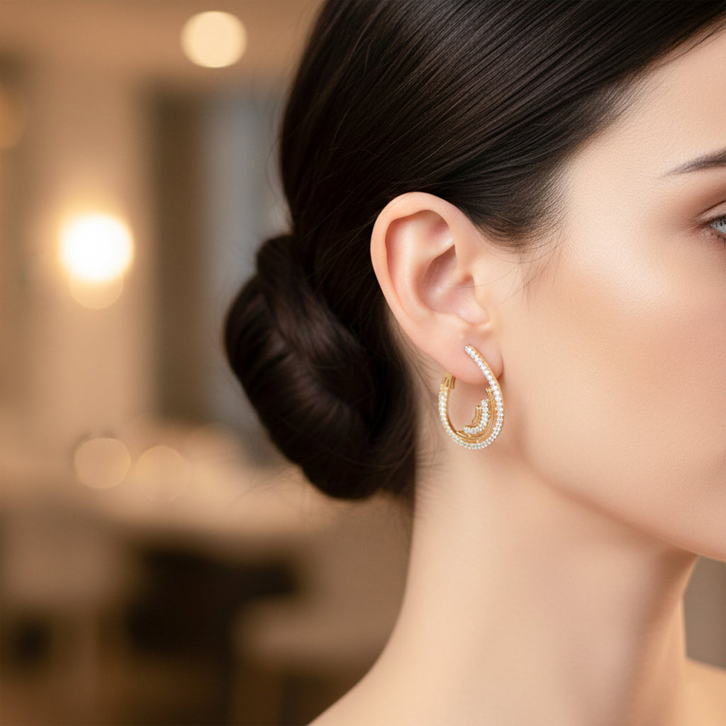 Elite Halo Zircon Hoop Earrings