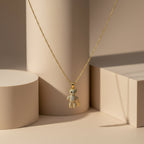 Diamond Teddy Bear Pendant Necklace