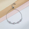 Starluxe Pink Crystal Halo Silver Bracelet