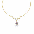 Rose Crystal Teardrop Gold Necklace