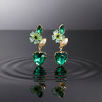 Green Luxe Floral Heart Earrings
