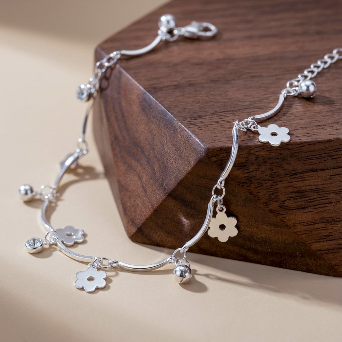 Luna Floral Charm Anklet