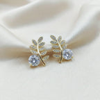 Leaf Solitaire Earrings