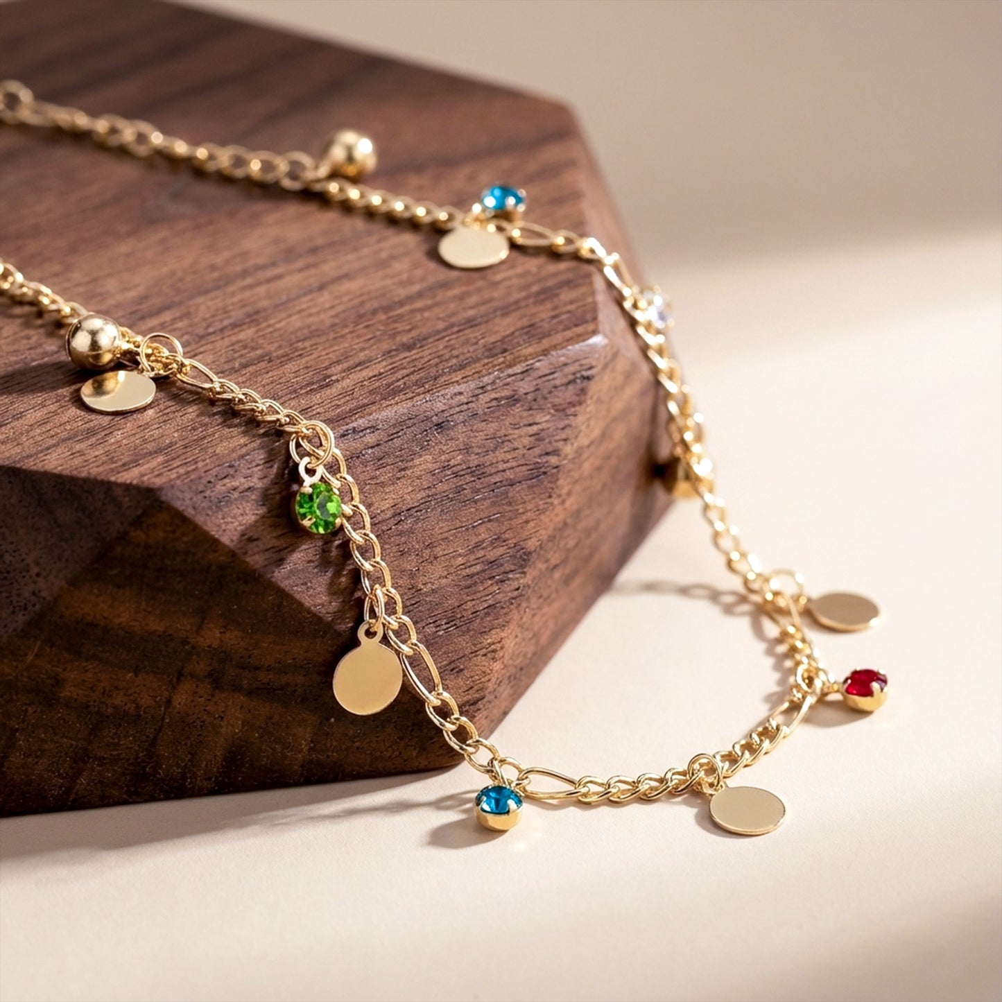 Luxe Bloom Multicolor Gem Anklet
