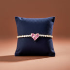 Pink Heart Diamond Tennis Bracelet