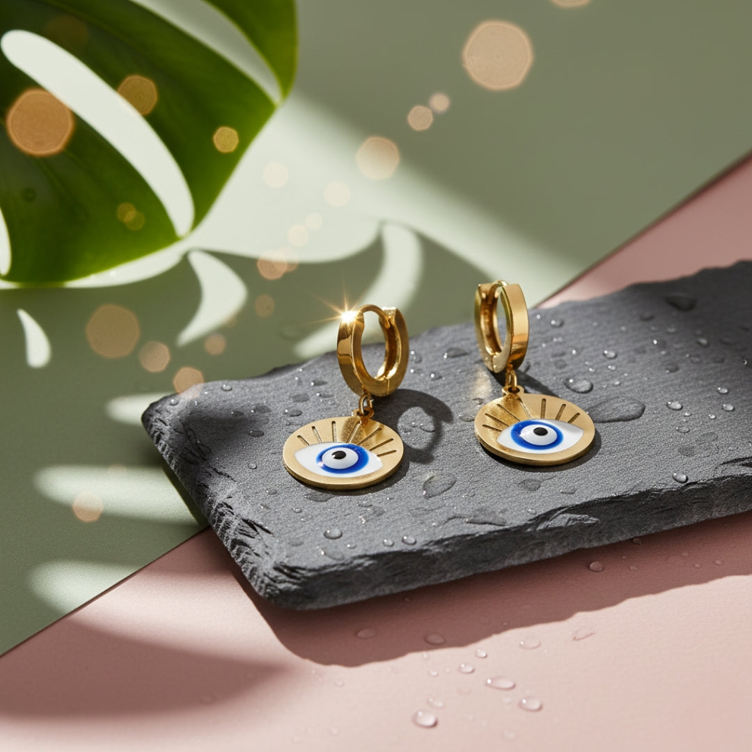 Evil Eye Round Earrings