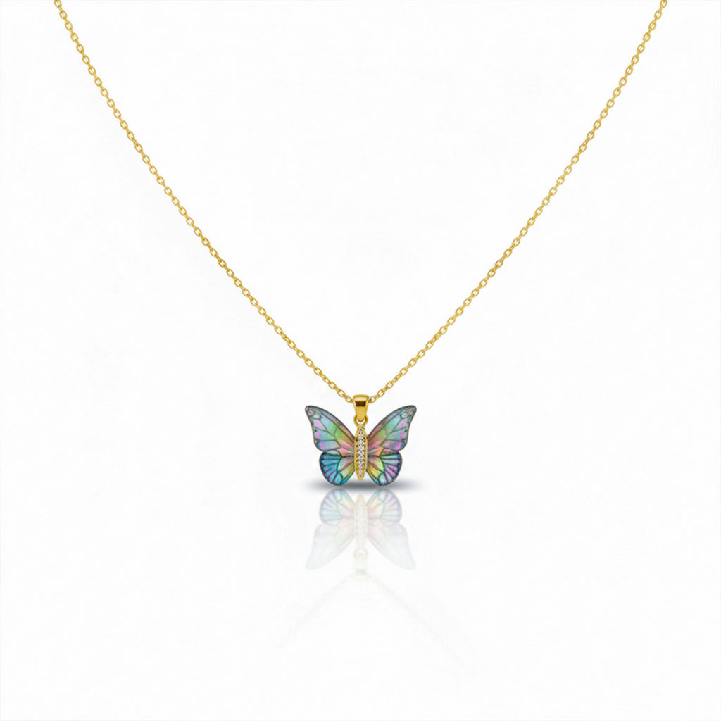 Iridesa Butterfly Gold Pendant Necklace
