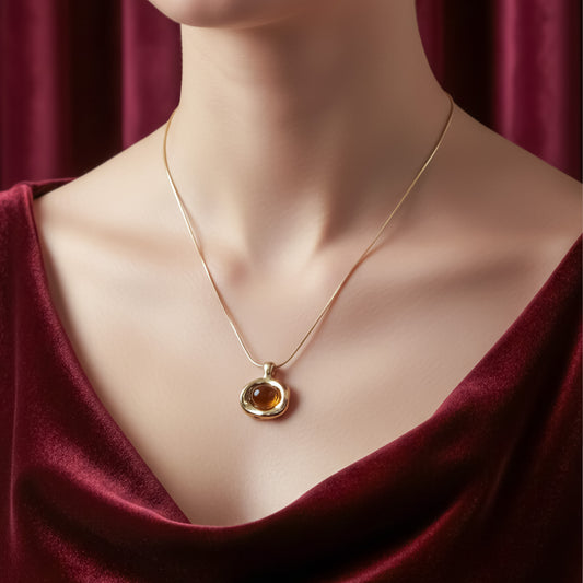 Amber Glow Gold Pendant Necklace