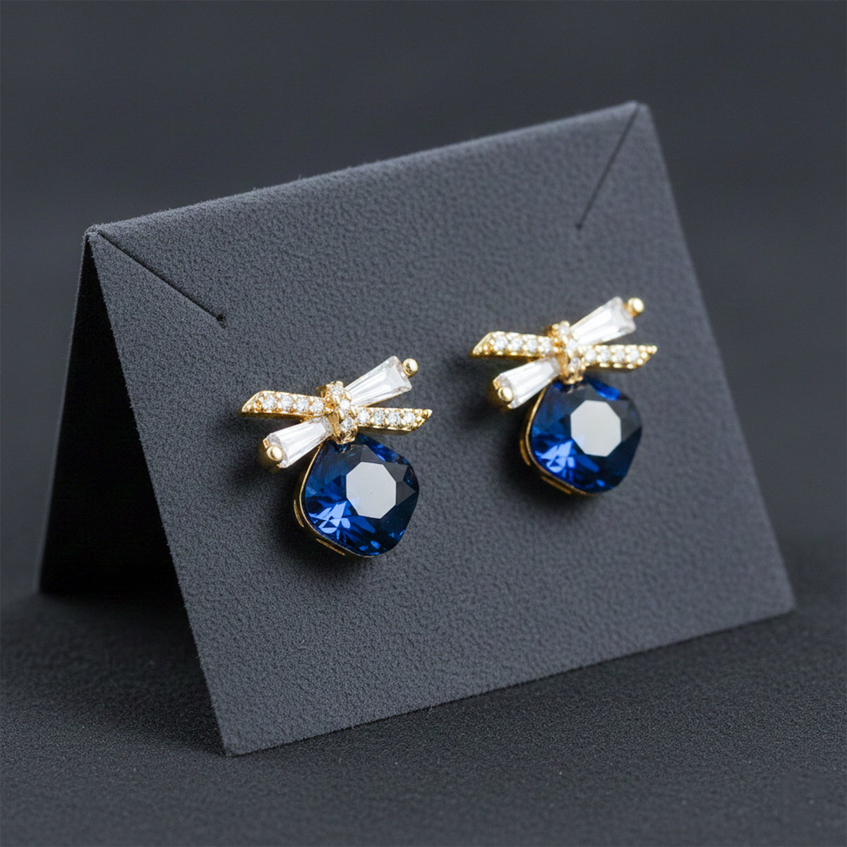 Sapphire Spark Bow Earrings