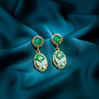Luxe Botanical Emerald Pearl Earrings