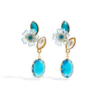 Teal Blossom Drop Earrings