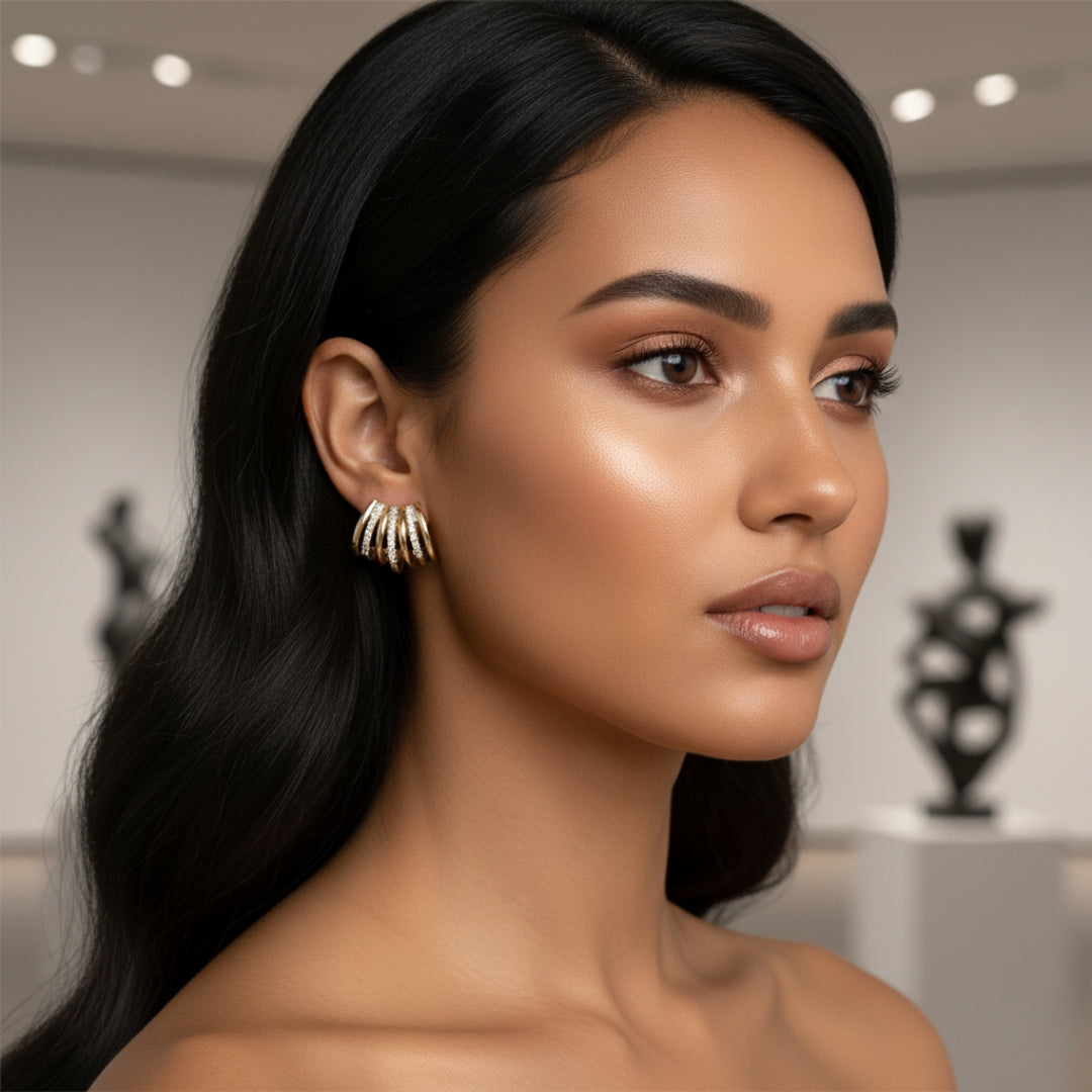 Golden Wave Studs Earrings