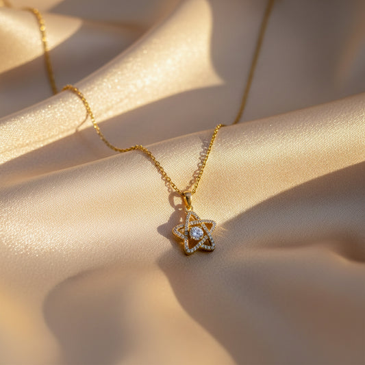 Luxury Crystal Star Gold Pendant Necklace