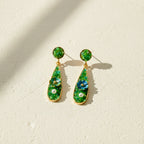 Elegant Green Floral Drop Earrings