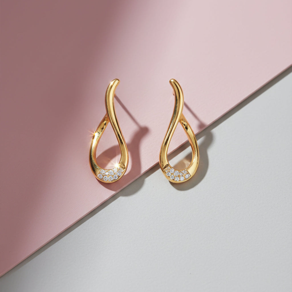 LuxeWave S-Curve Diamond Earrings