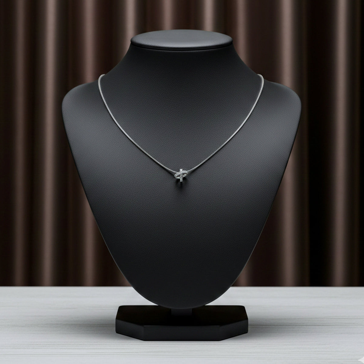 Infinity Cross Diamond Silver Necklace