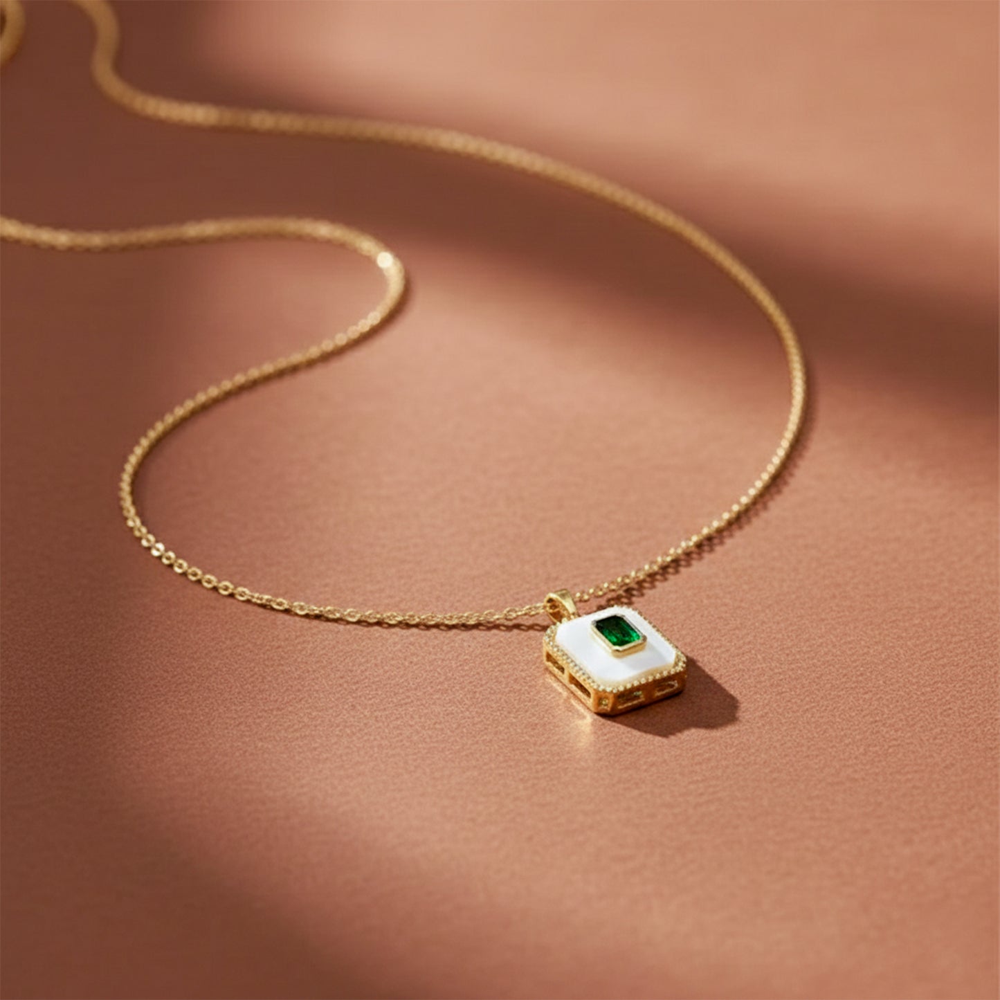 Celestine Royal Green Stone Gold Necklace