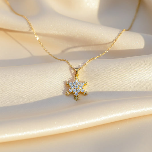 Golden Snowflake Diamond Necklace