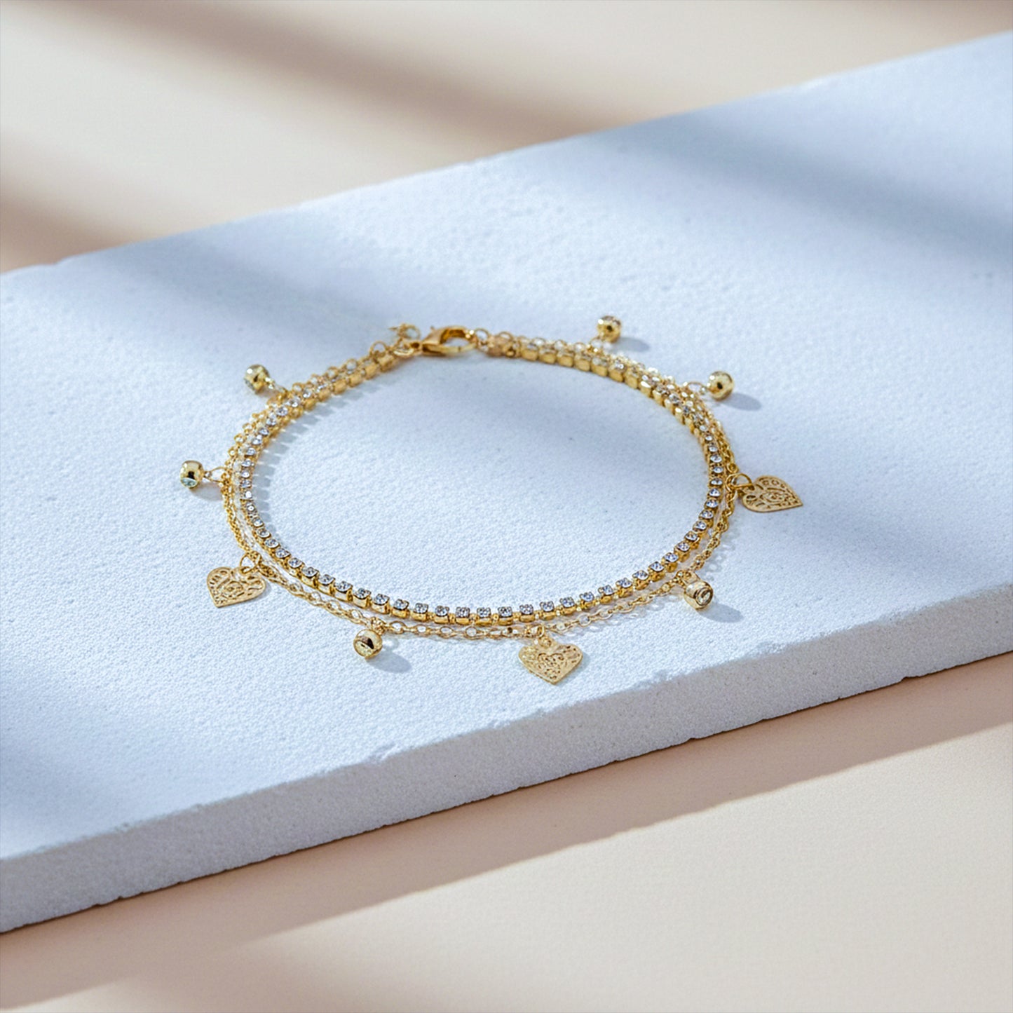 Elite Sparkling Heart Anklet