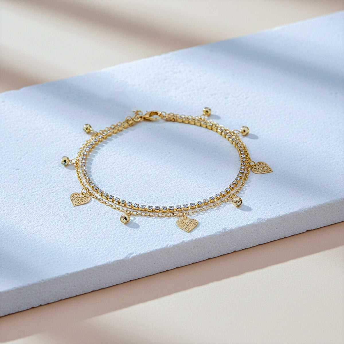 Elite Sparkling Heart Anklet