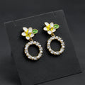 Golden Petal Pearl Circle Earrings